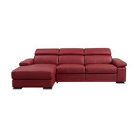 ECKSOFA Plutone Echtleder Rot - Rot, Leder/Metall (286/165cm)