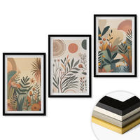 WANDBILDER 3er-Set - 40x60 cm Schwarzer Rahmen - Pflanzenmotive in gedeckten Farben - Schwarz, Kunststoff (40/60cm) - ArtPrintCave