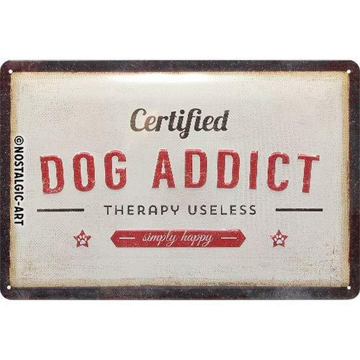 BLECHSCHILD 20/30 cm PfotenSchild Dog Addict - Multicolor, Metall (30/20/0.2cm) - Nostalgic-Art