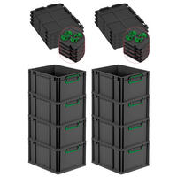 EUROBOX 8x NextGen Color mit Auflagedeckel 22x30x40 cm 20 Liter Schwarz Griffe grün zu - Schwarz/Grün, Kunststoff (30/22/40cm) - PROREGAL