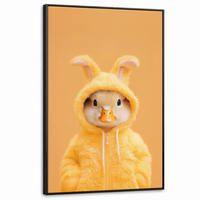 LEINWAND Bilder mit Rahmen - Osterhase - Kostüm - Ente - 100x150 - Gelb, Textil (100/150cm) - MuchoWow