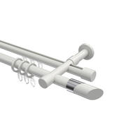 RUNDROHR-INNENLAUF-GARDINENSTANGEN-SET Prestige Verano 100 cm, 2-läufig, 20 mm Ø Weiß - Chromfarben/Weiß, Metall (100cm) - INTERDECO