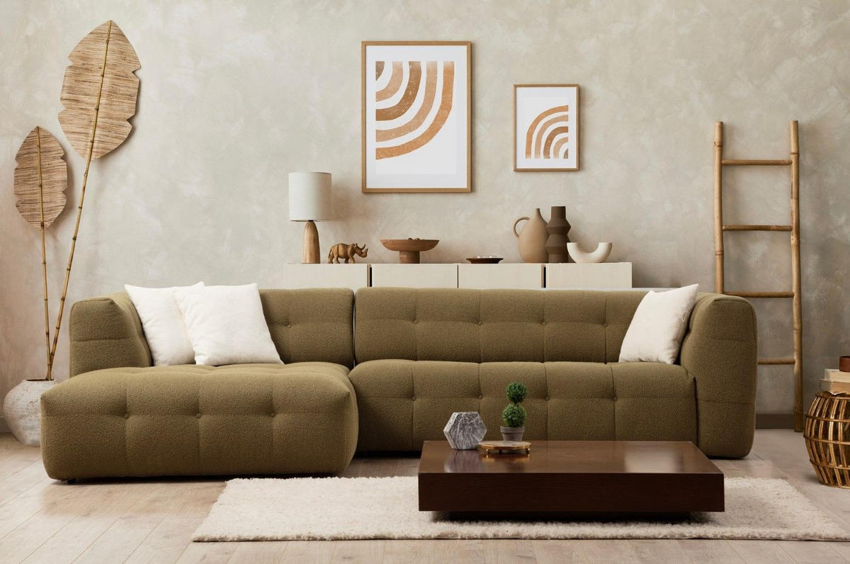 ECKSOFA modernes Design - Schwarz/Grün, Holz/Kunststoff (300/150cm) - myHomelando