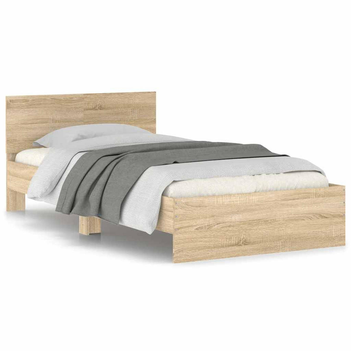 BETTGESTELL ohne Matratze mit Kopfteil Sonoma-Eiche 100x200 cm - Braun, Holzwerkstoff (100/200cm) - furnicato