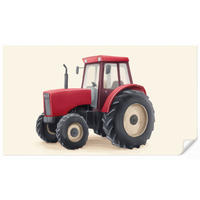 KINDERTAPETE - Traktor - Minimalistisch - Illustration - Rot - 400x220 cm - Rot, Papier (400/220cm) - OnlyWow