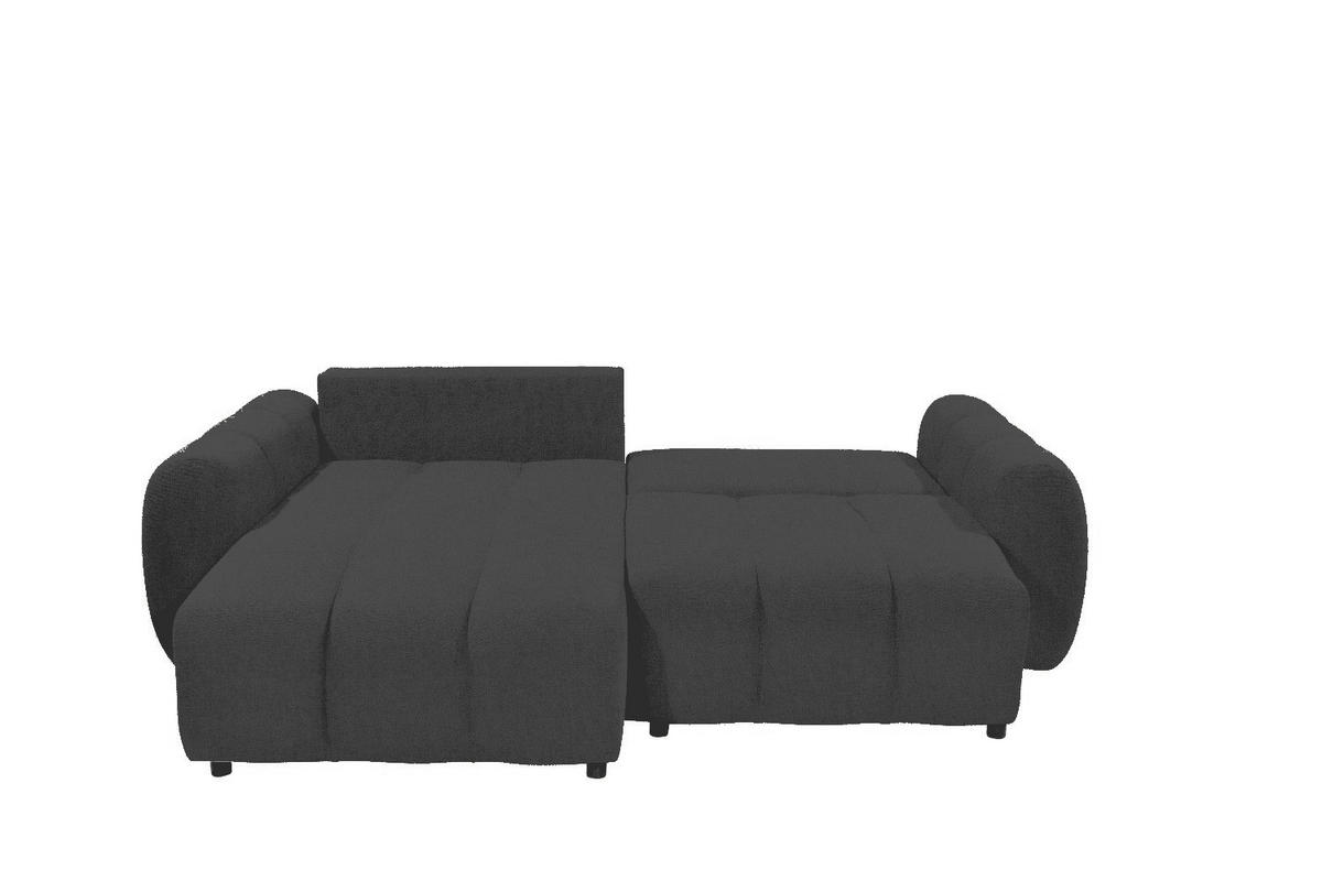 ECKSCHLAFSOFA mit Schlaffunktion und Bettkasten, beidseitig montierbar - Schwarz Hochglanz/Schwarz, Holz/Kunststoff (260/192cm) - ed exciting design