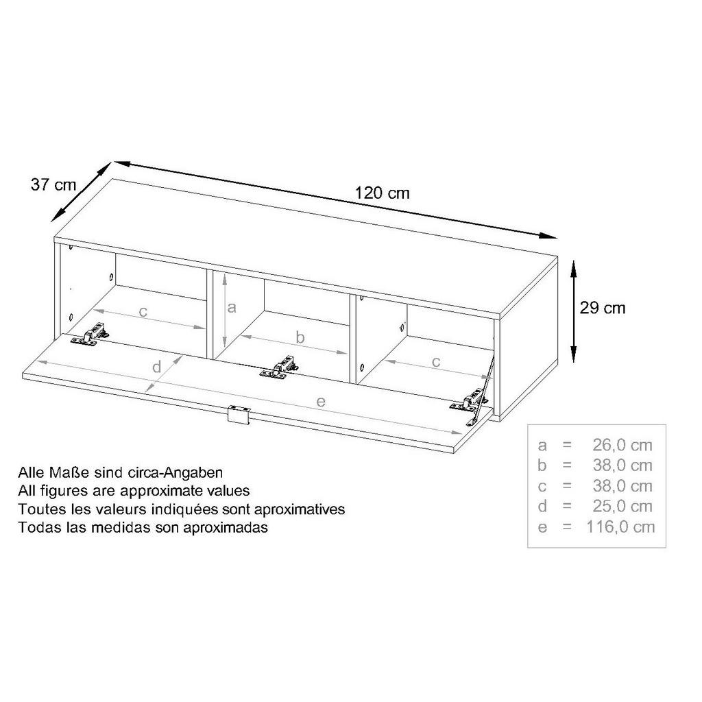 Thumbnail - Vladon Lowboard, Graphit, Holzwerkstoff, 120x29x37 cm, Wohnzimmer, Wohnwände, Lowboards, Lowboards stehend