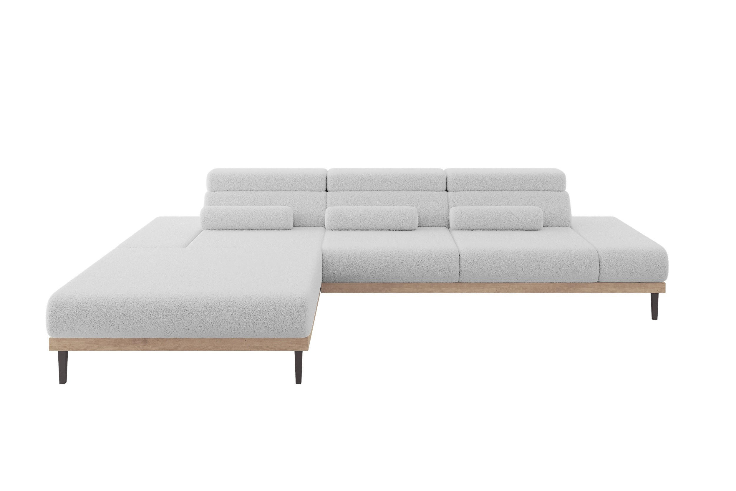 ELEKTRISCHES ECKSOFA Links MONA 316x205x85 Hellgrau Bouclé - Blaugrau/Hellgrau, Holzwerkstoff/Textil (316/205cm) - ALTDECOR