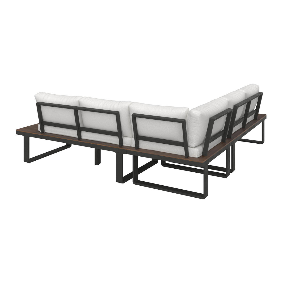 DINING-LOUNGESET Gianna Holz Outdoorstoff/Metall +Abdeckung - Creme, Holz - Bessagi Garden