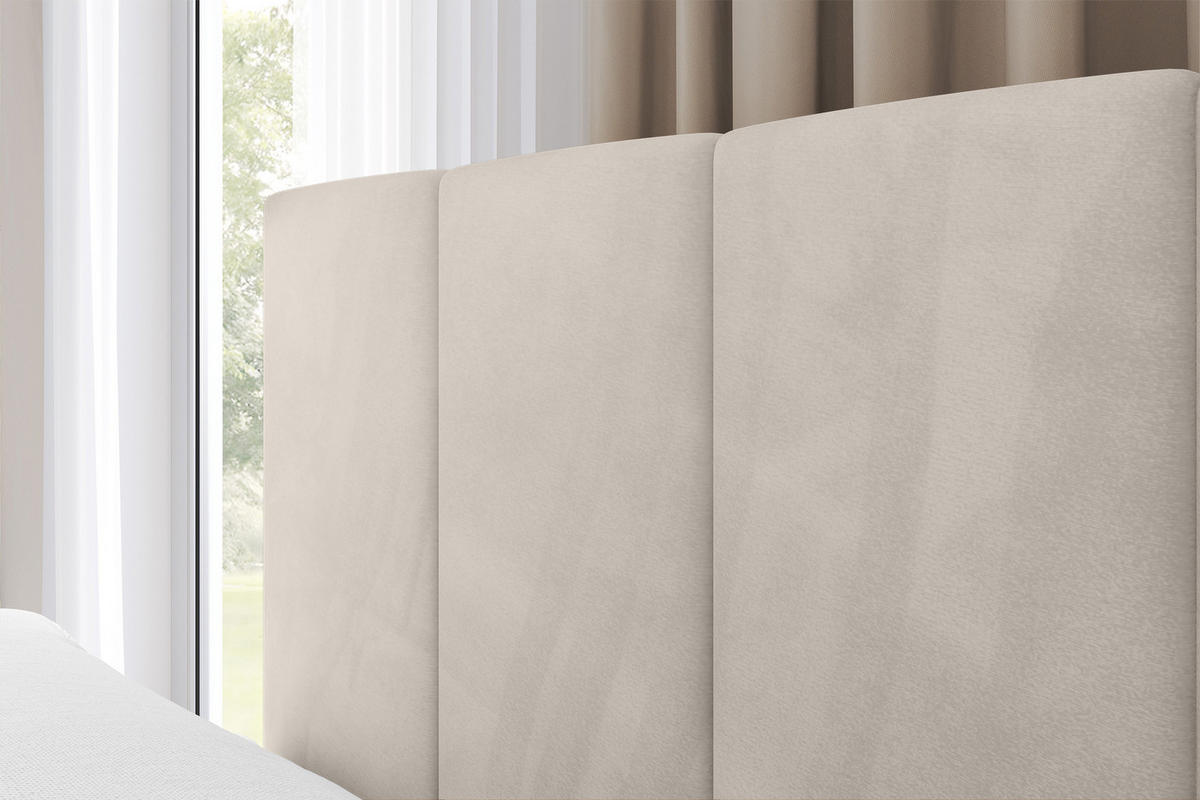 EINZELBETT Jugendbett mit Bettkasten Rechts, mit Matratze - LOVY 90x200 Beige - Beige, Holzwerkstoff/Textil (90/200cm) - ALTDECOR