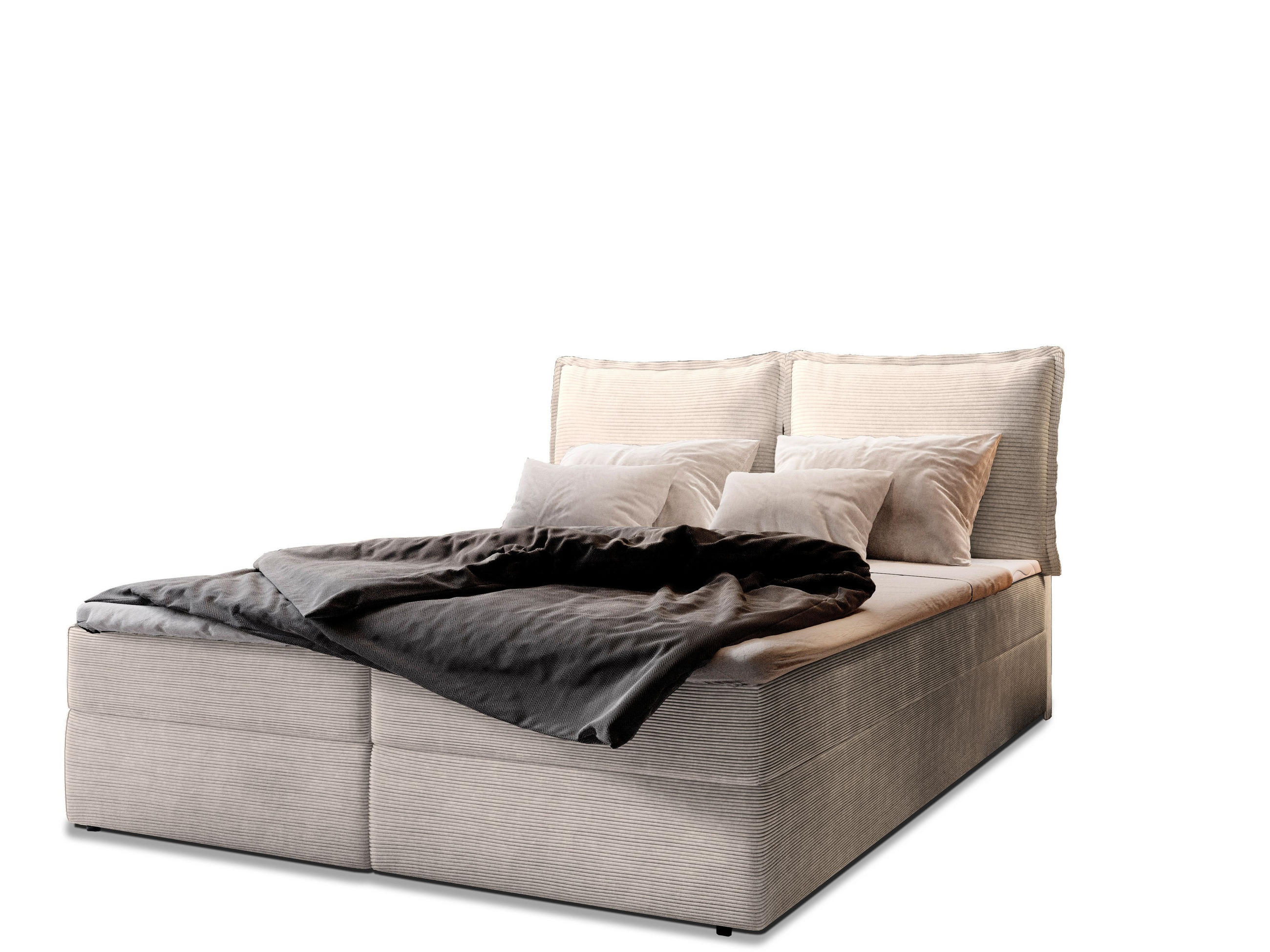 BOXBETT LENTE 140x200 cm mit Matratze und Topper - Creme - Creme, Holz (140/200cm) - MASSENO
