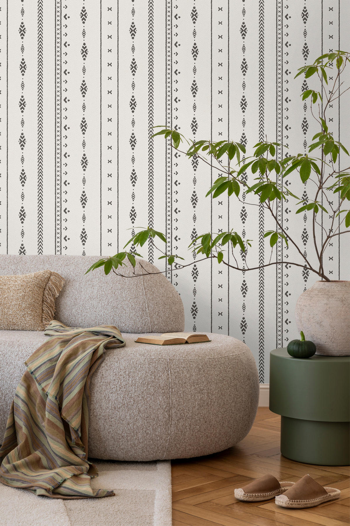 TAPETE ethnische Motive 53 cm x 10 m - Beige, Papier (53/1000cm) - Sanders & Sanders