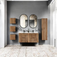 BADMÖBEL-SET Xilo X - 11 Teile in Wotan Oak/Grau Rock - Eiche Wotan/Schwarz, Holz/Metall (120/140/46cm)