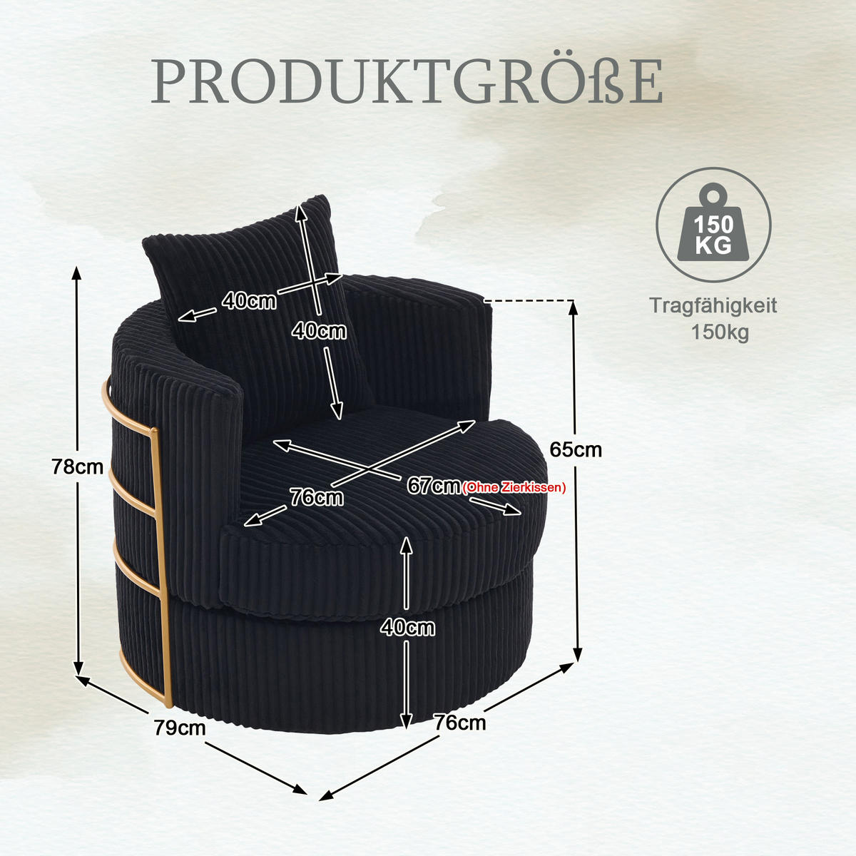 SESSEL 2er-Set 360° drehbar mit Stauraum, DE-42295, Schwarz - Schwarz, Textil (76/78/79cm) - ComfortXL