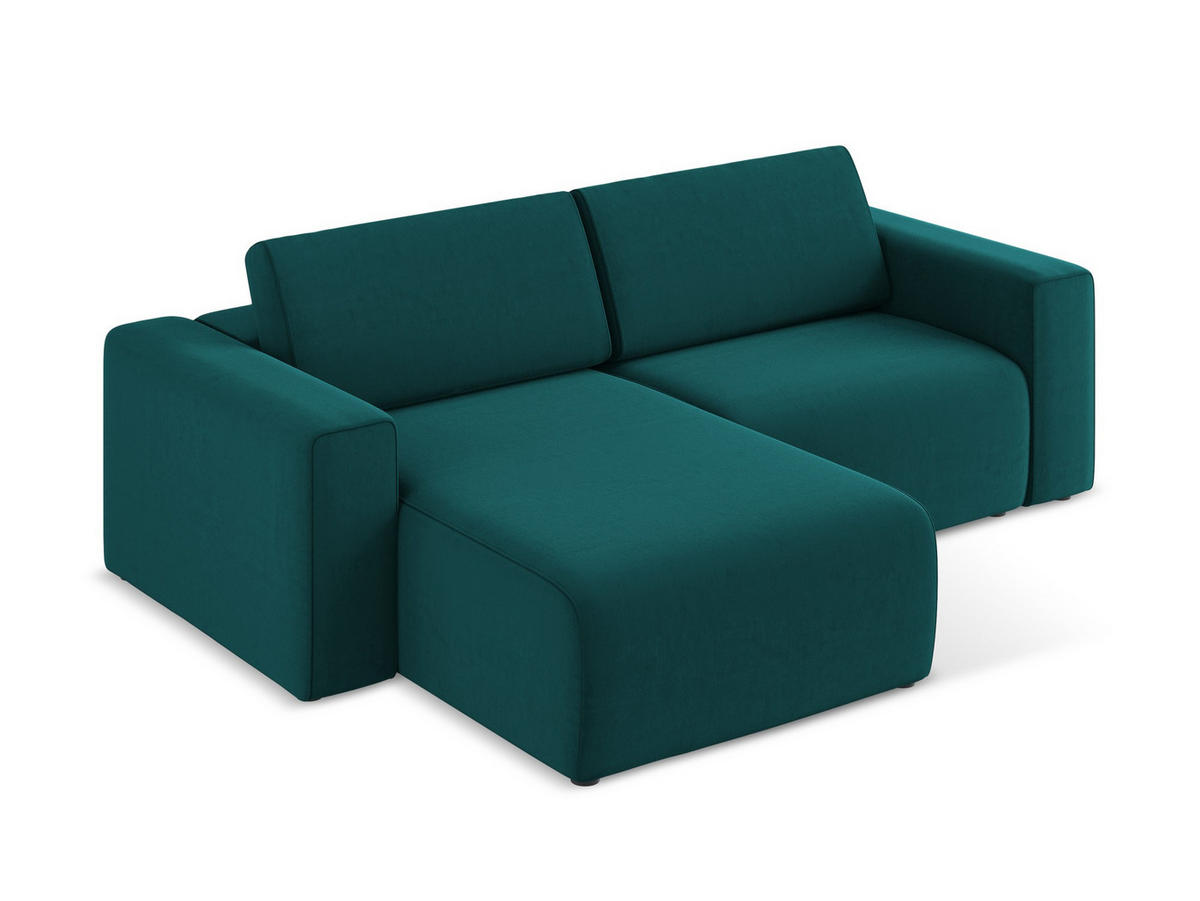 ECKSOFA Links Samt Stoff Blau - Blau/Petrol, Kunststoff/Textil (167/224cm) - Makamii