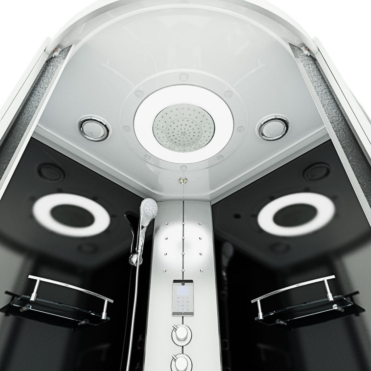 DAMPFDUSCHE Duschkabine D58-23M3-EC sw 100x100 - Schwarz, Glas/Kunststoff (100/100/215cm) - AcquaVapore by Sandra Jentho