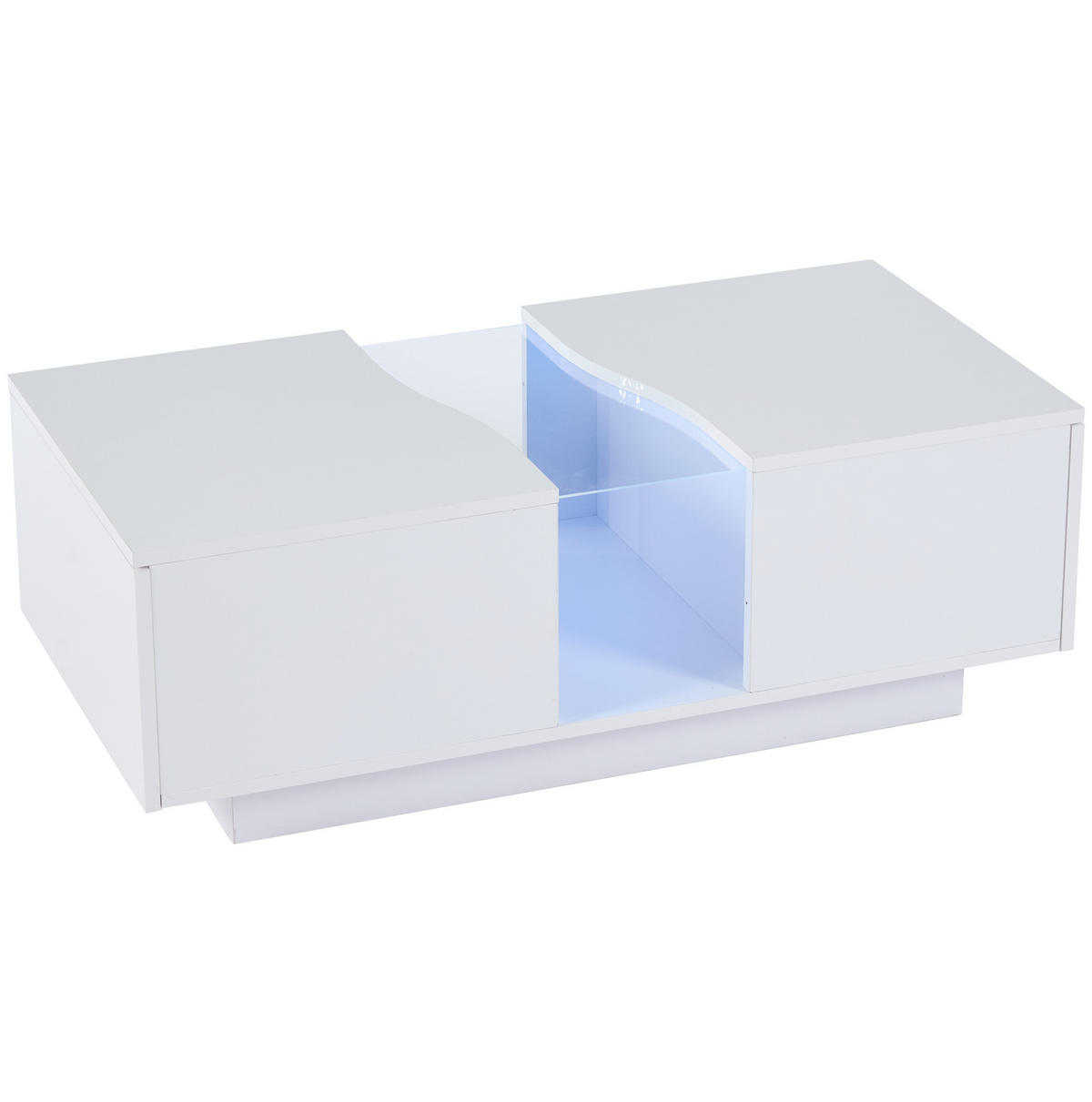 COUCHTISCH 100/50/35 cm weiß aus MDF mit LED und Schubladen - Weiß, Holzwerkstoff (100/50/35cm) - OKMYHOME