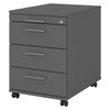 ROLLCONTAINER - 3 Materialschubladen 58/42,8/59 cm in Graphitfarben Bügelgriff (Metall) - Graphitfarben, Holzwerkstoff (42.8/59/58cm) - bümö