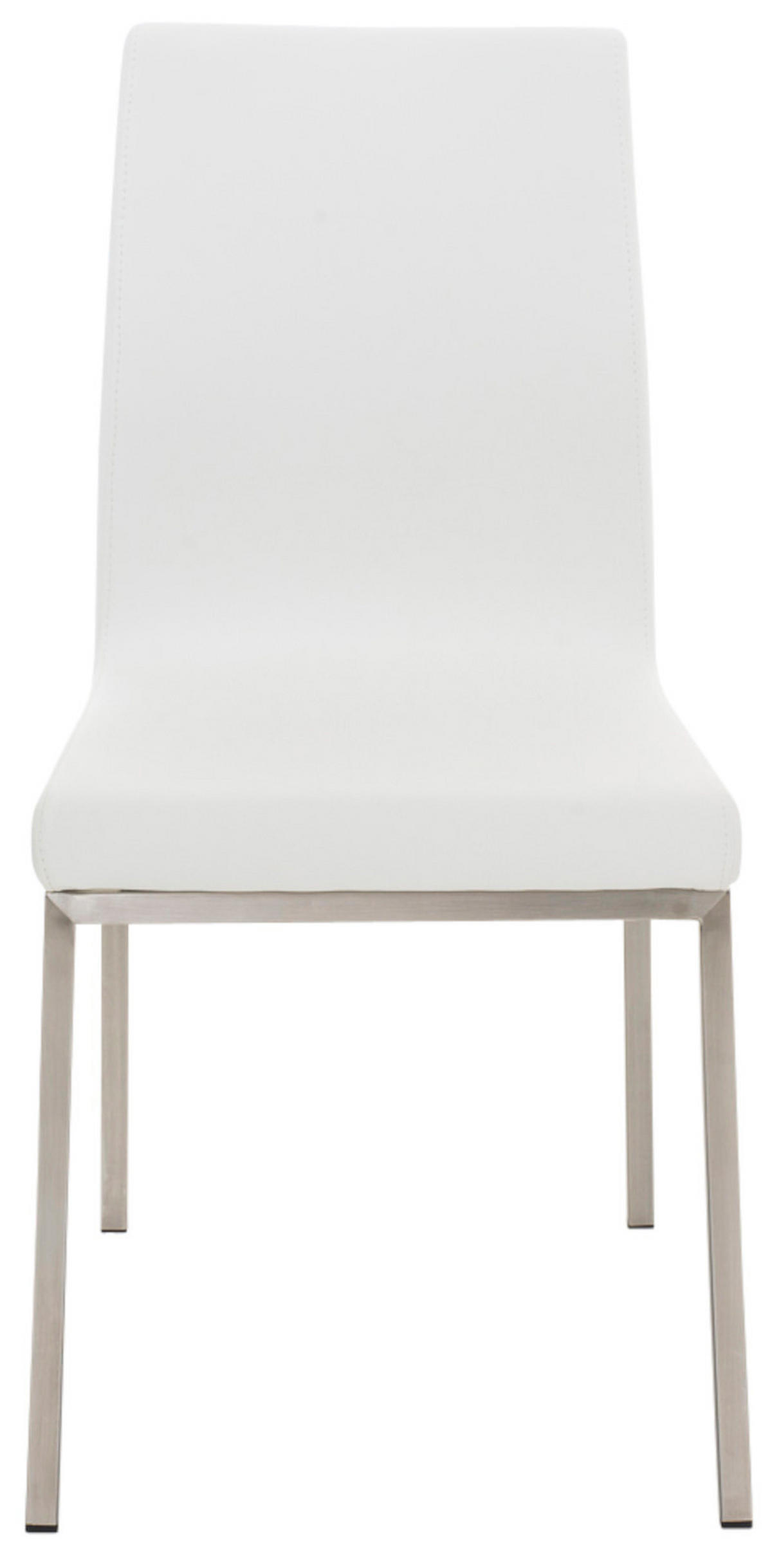 STUHL 2er Set Lederlook weiß - Edelstahlfarben/Weiß, Textil/Metall (40/88/50cm) - CLP