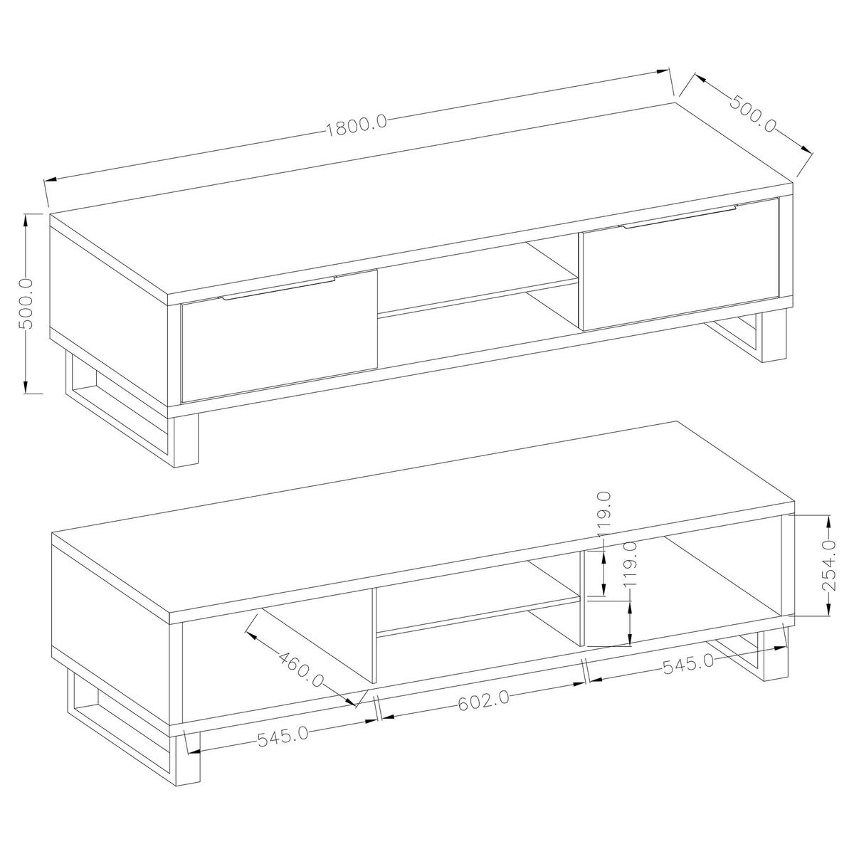 LOWBOARD HALENZA 180x50x50 cm mit 2 Türen Eiche Wotan - Eiche Wotan, Holzwerkstoff (180/50/50cm) - MASSENO