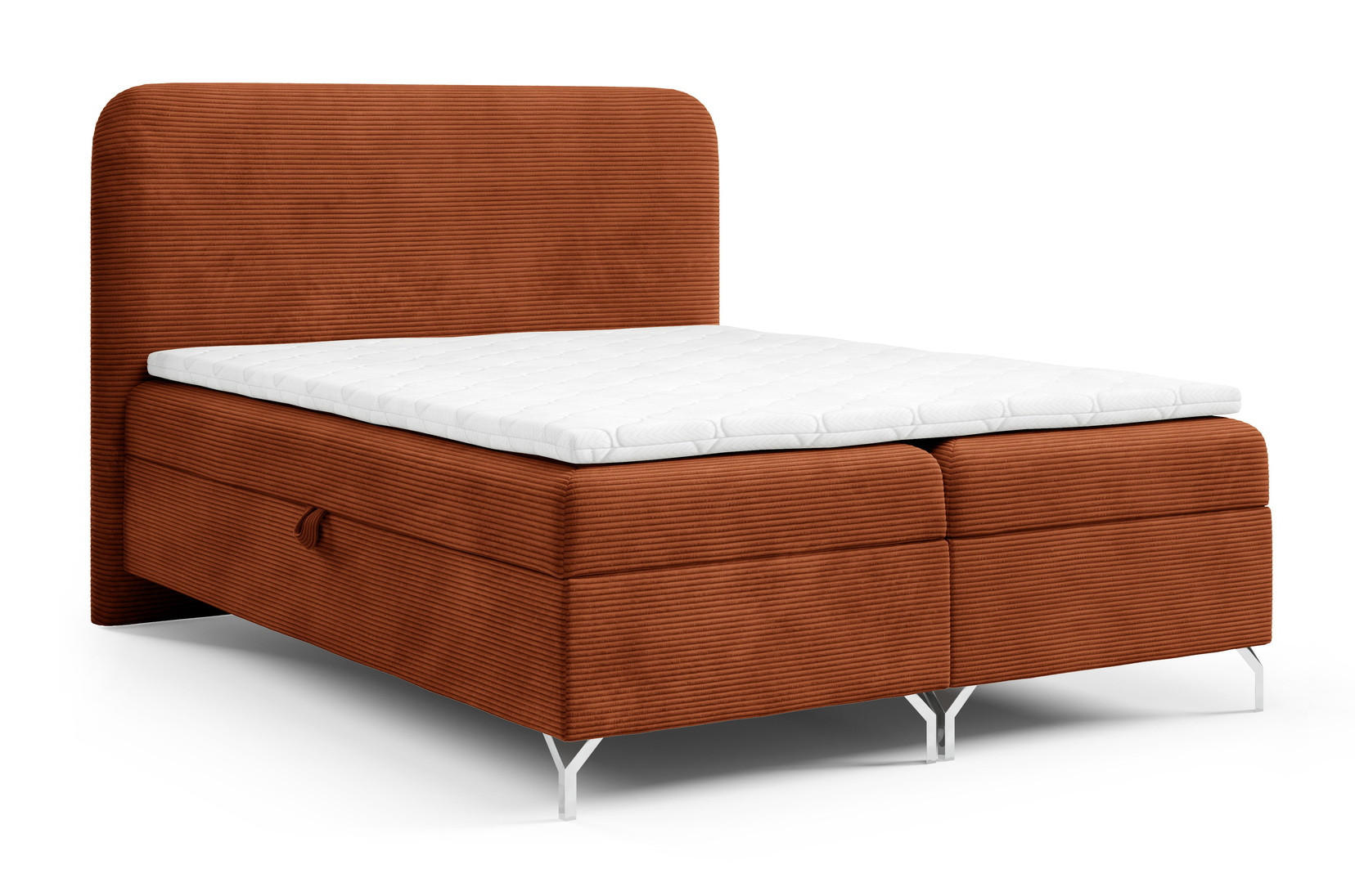 BOXSPRINGBETT mit Matratze H3 140x200 Rotos, Cordstoff, Bettkasten, Orange - Orange, Holz/Textil (140/200cm) - Emporius