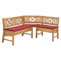 ECKBANK Delbin 139 x 179 x 87 Massivholz Wildeiche geölt/Weinrot - Wildeiche/Rot, Holz (179/139cm) - 58aufmkessel