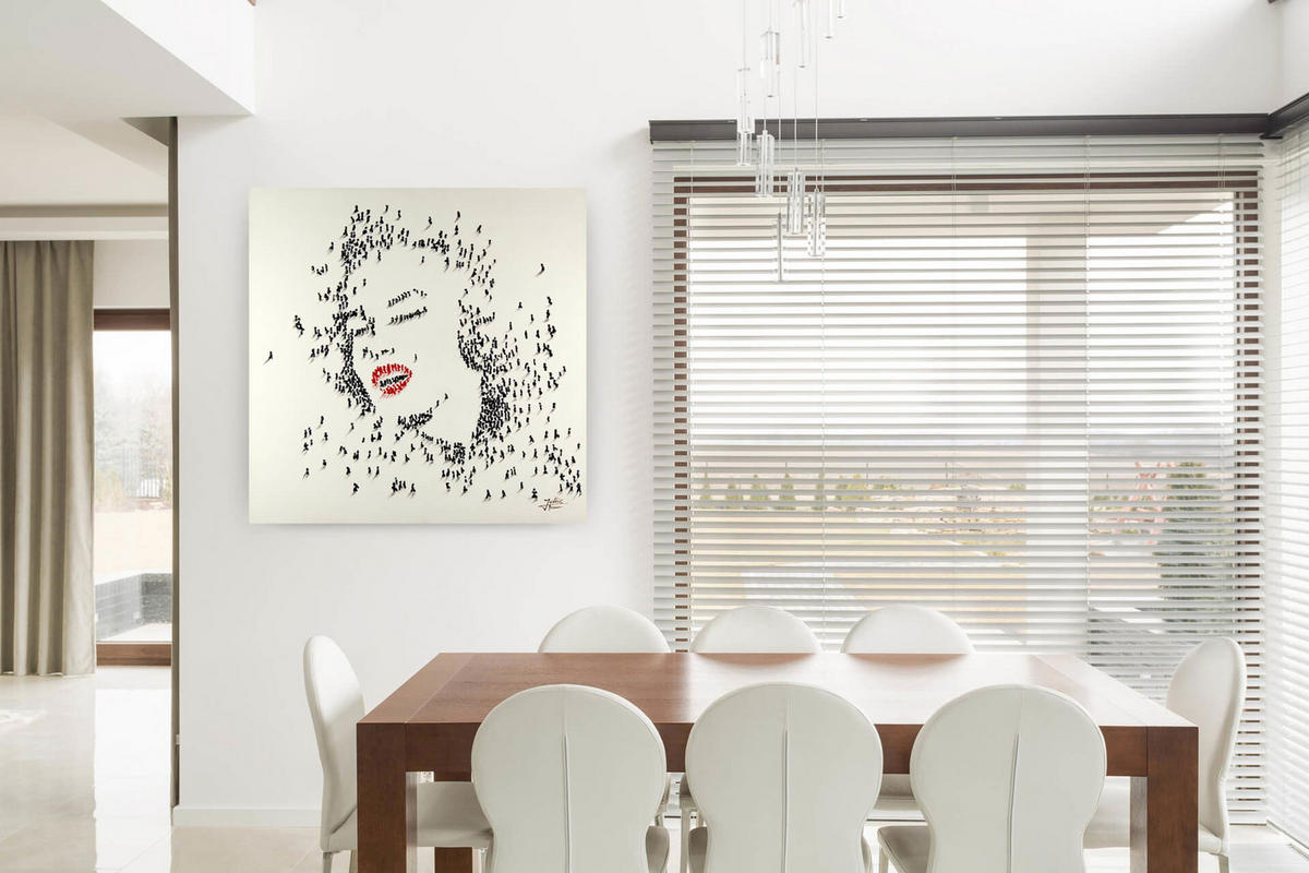 ÖLGEMÄLDE 80/80 cm - Schwarz/Weiß, Holz/Textil (1.6/80cm) - KUNSTLOFT