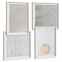 BILDER SET 4er Set - 50x50 cm & 40x60 cm Weißer Rahmen - Leichte Boho-Sandtexturen - Weiß, Kunststoff (50/50cm) - TULUP