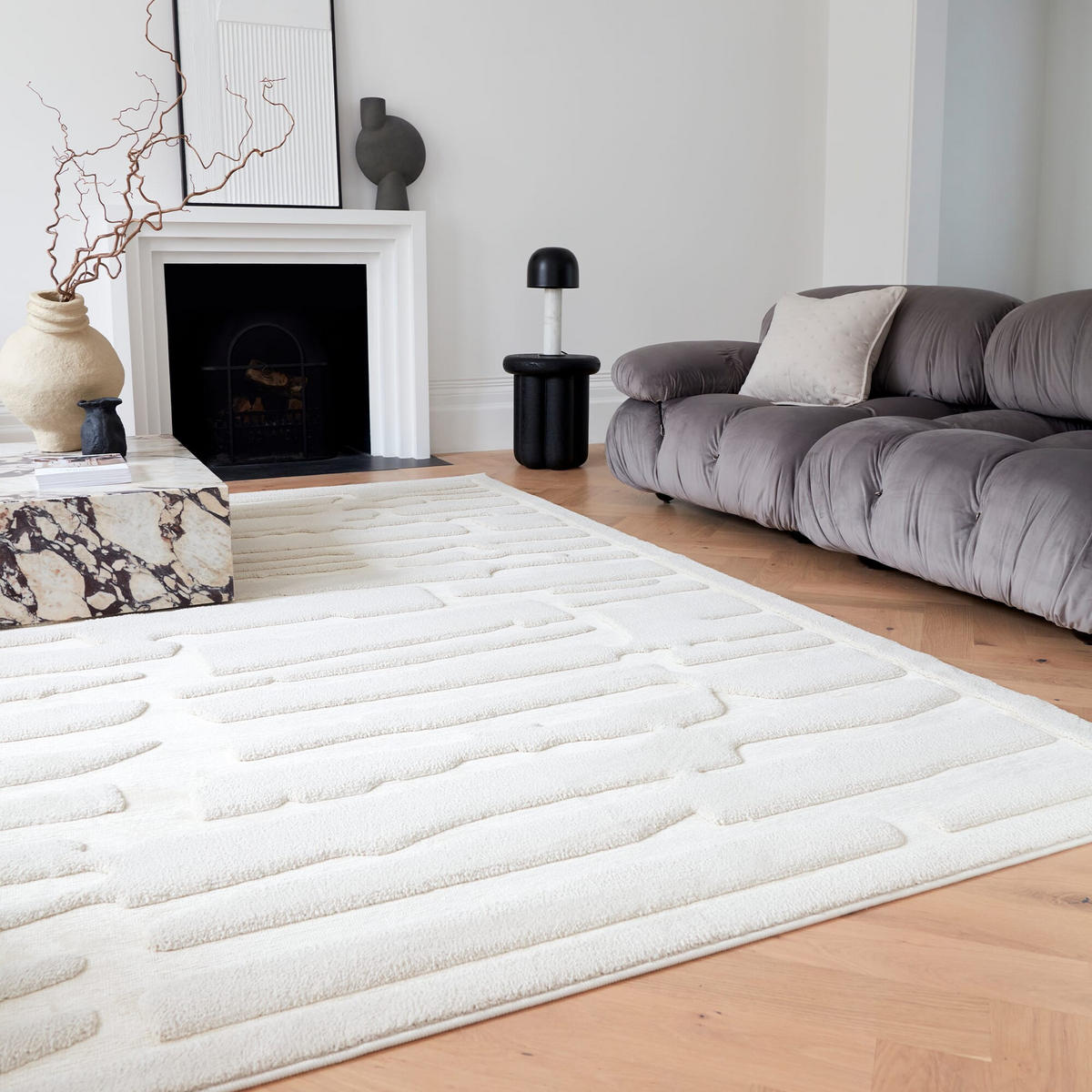 TEPPICH Struktur 3D abstrakt weich pflegeleicht EDEN-Kirkby, Elfenbein 200x290 cm - Champagner, Textil (200/290cm) - KADIMA DESIGN