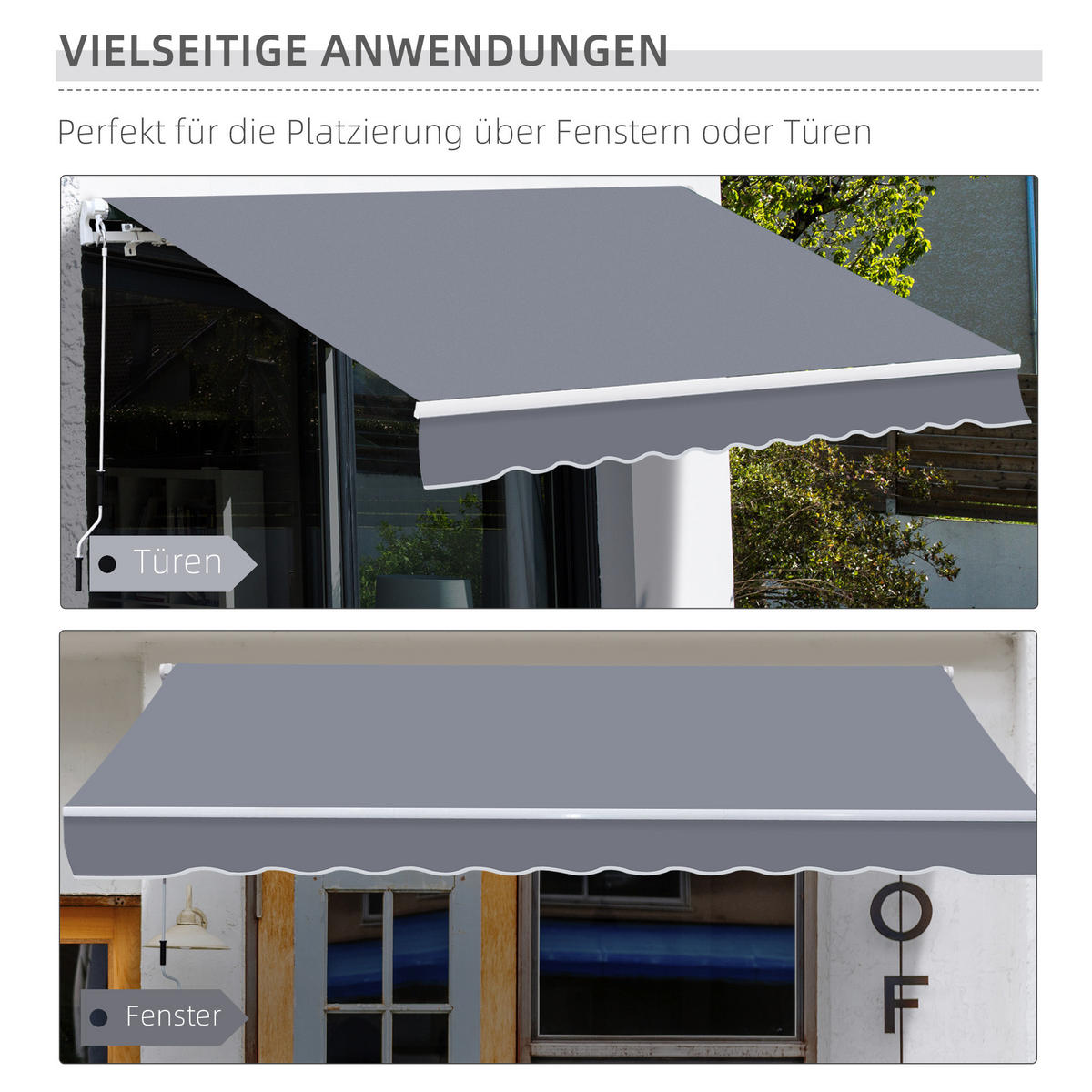 GELENKARMMARKISE, Aluminium, Grau - Grau, Metall (300/160/395cm) - Outsunny