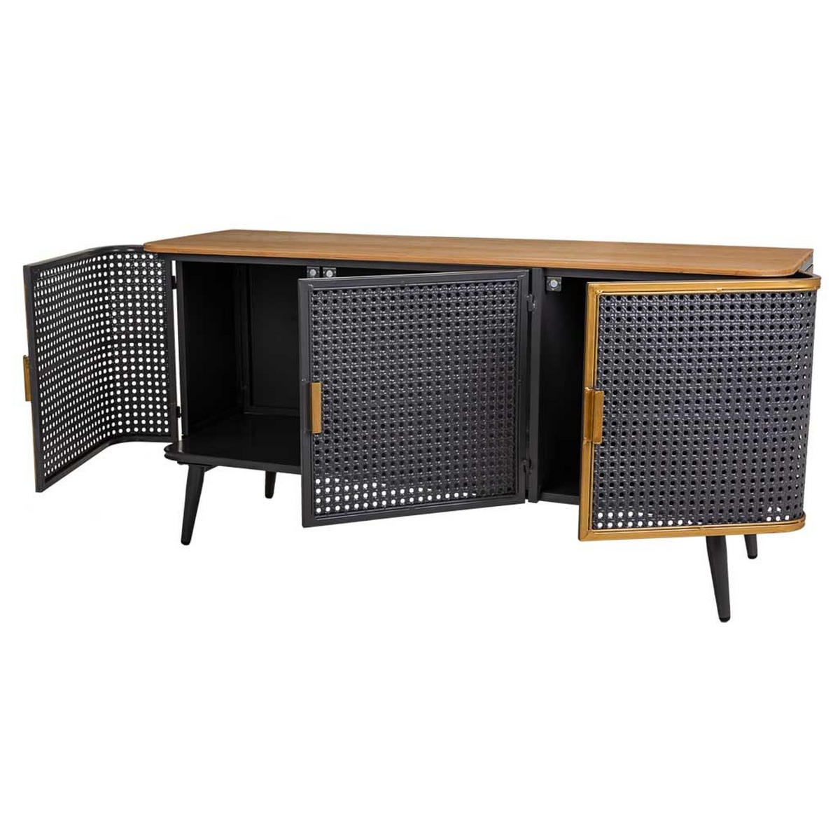 SIDEBOARD aus Metall und Holz, 3 Türen, 118x38x58 cm - Multicolor, Naturmaterialien (118/59/38cm) - Wanderlust