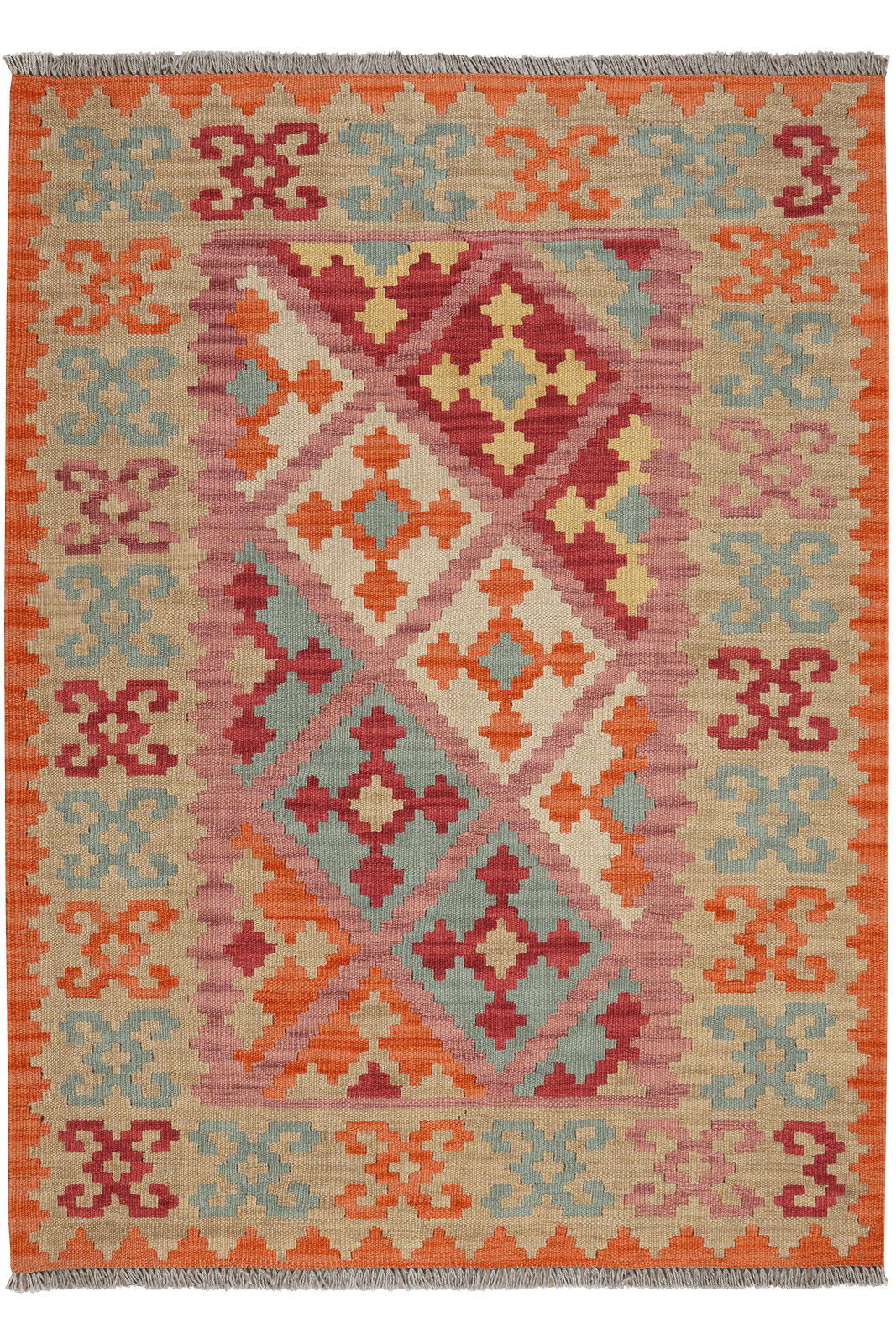 KELIM-TEPPICH handgewebt Gashgai Rosa 166/122 cm Schurwolle - Pink, Textil (122/166cm) - Looma