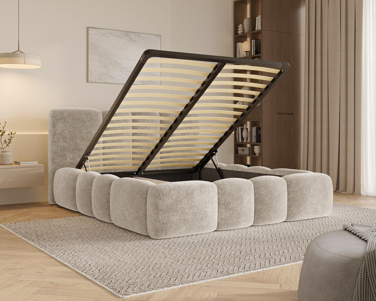 POLSTERBETT 26 - 180x200 cm – Amari – Bett mit Bettkasten und Gepolstertem Kopfteil - Cappuccino, Holz (180/200cm) - ROYAL24_MARKT