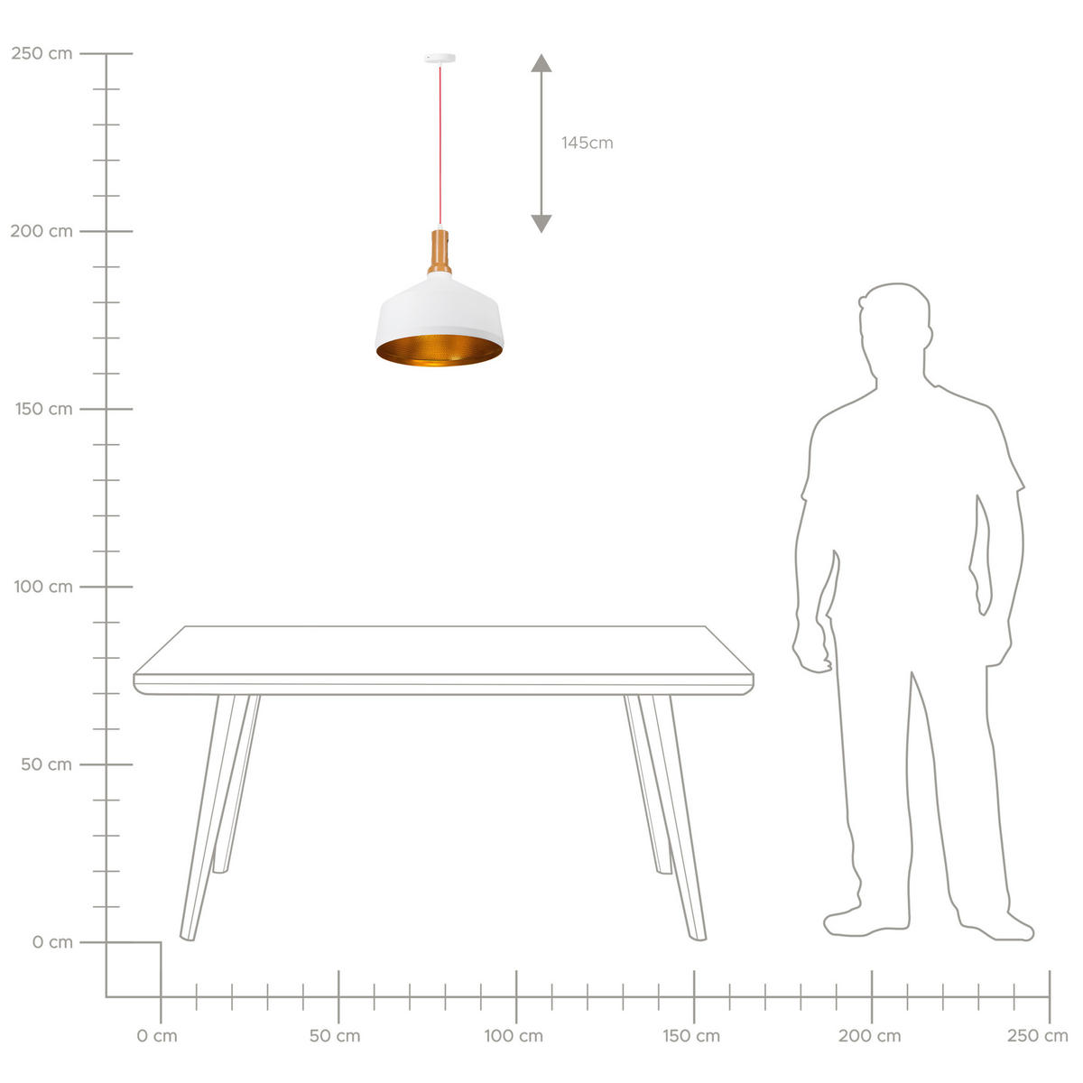 HÄNGELEUCHTE Sepik 34/34/183 cm - Weiß, Metall (34/34/183cm) - Beliani
