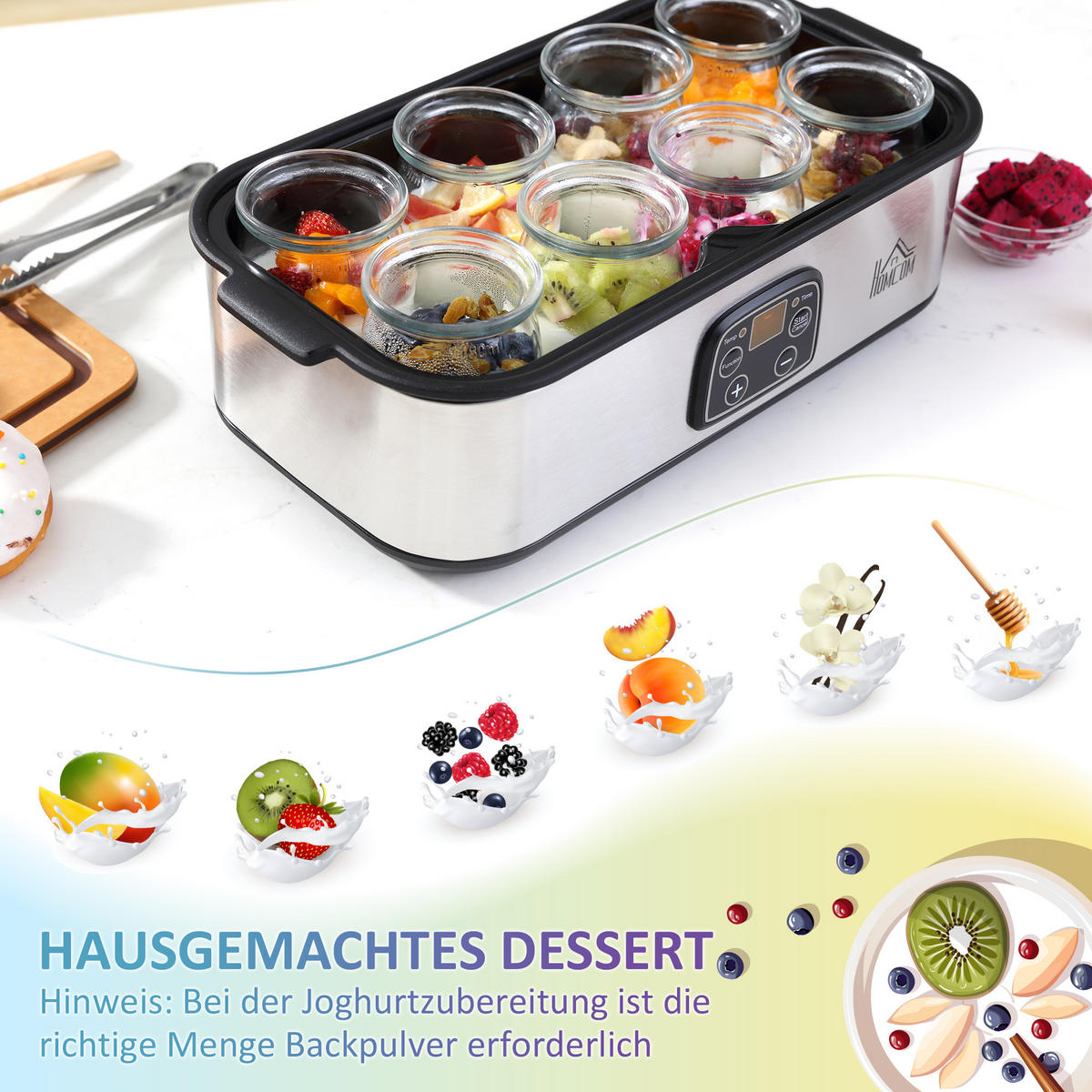 KÜCHENMASCHINE Joghurtbereiter 25 W Silber mit Timer - Silberfarben, Metall (18.8/14/36cm) - Korfee