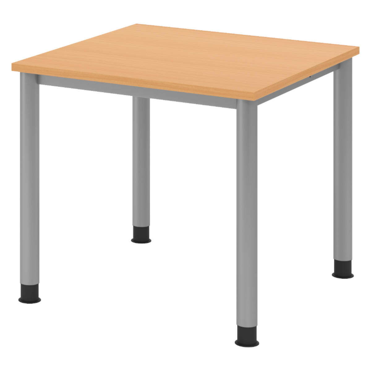 SCHREIBTISCH Serie-H Gestell: Silber 80/80/74 cm in Buchefarben - Buchefarben, Holzwerkstoff (80/80/74cm) - bümö