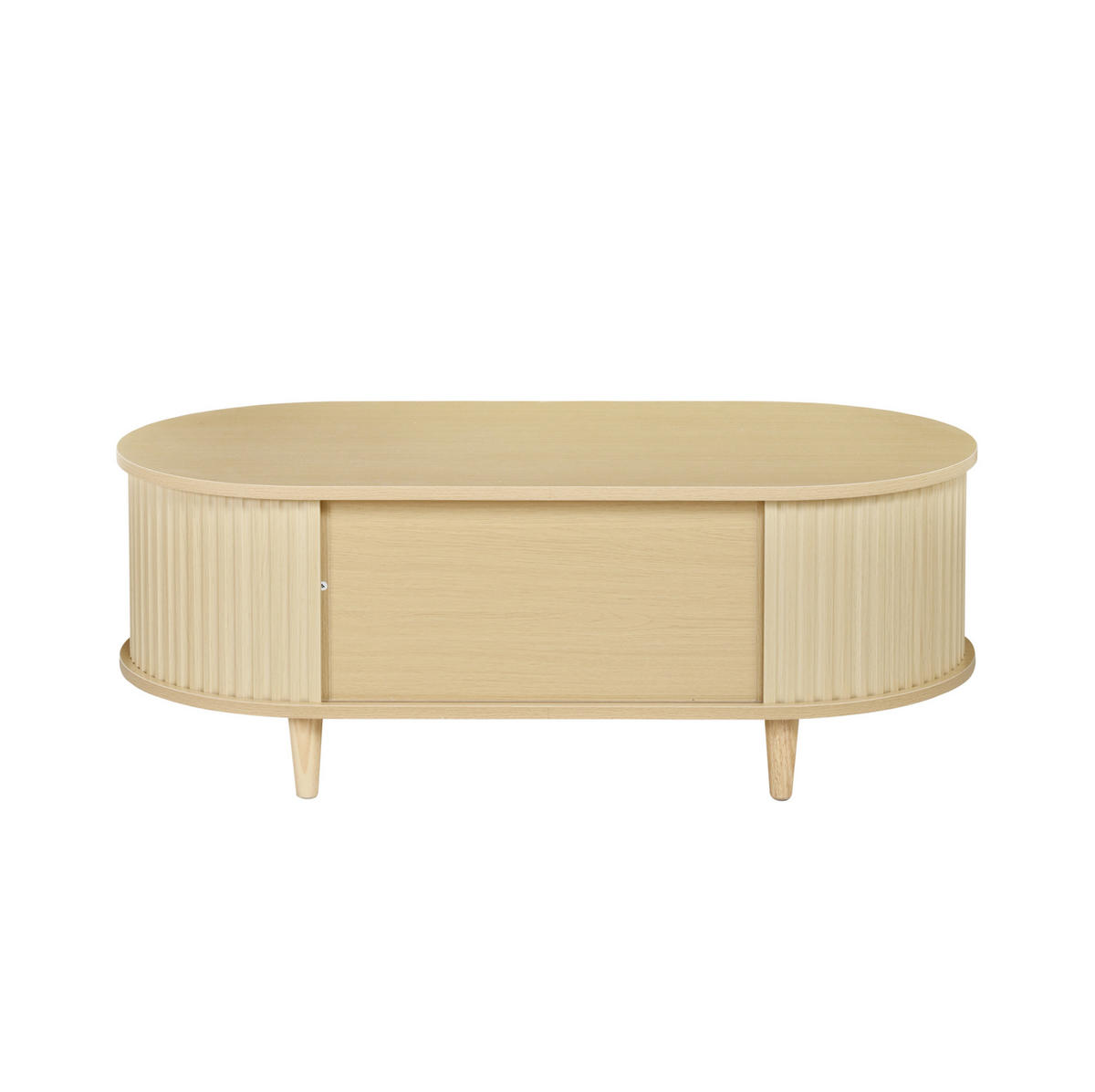 KONFERENČNÍ stolek z MDF 100x50x36 cm dubová barva se zásuvkou, roletovými dvířky a otevřeným úložným prostorem - barva dubu, kompozitní dřevo (100/50/36cm) - Modfu