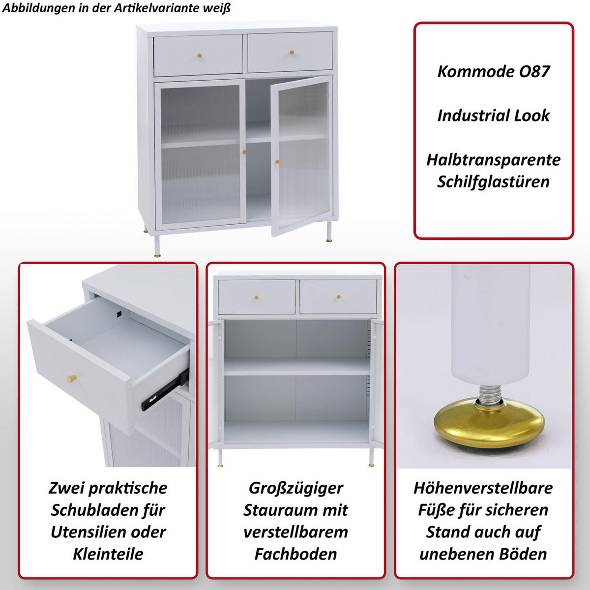 KOMMODE Weiß - Weiß, Metall (80/96/40cm) - MCW