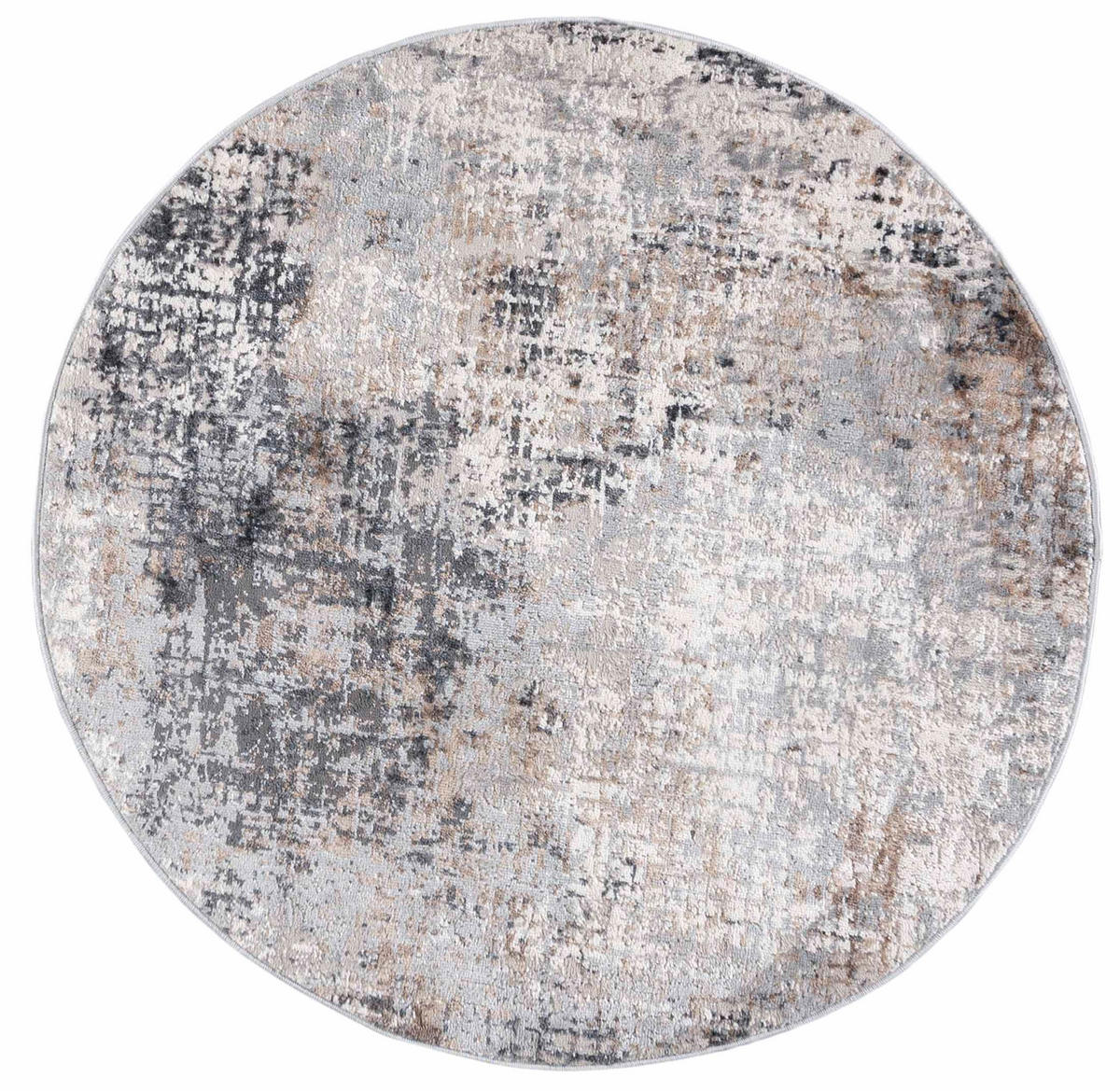 TEPPICH Grau Rund Abstrakt Kurzflor - 100 x 100 cm - Hellgrau, Textil (100/100cm) - Mazovia