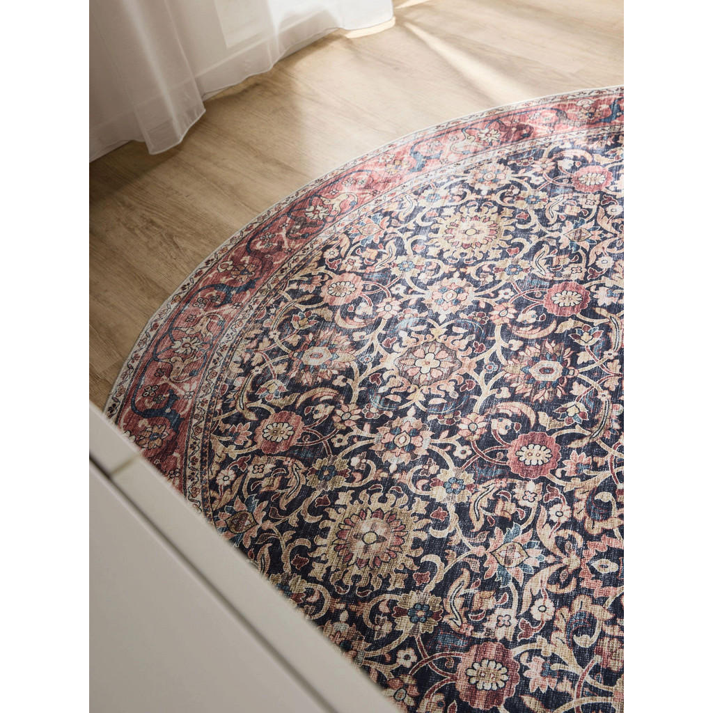 Thumbnail - benuta Vintage-Teppich, Mehrfarbig, Rot, Kunststoff, Vintage, Rund, 120x120 cm, Oeko-Tex® Standard 100, in verschiedenen...