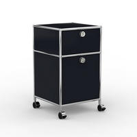BÜRO-ROLLCONTAINER, Metall, 40 cm, 1 Schublade + 1 Hängeregistratur, Graphitschwarz - Chromfarben/Silberfarben, Metall (40/68.2/39.7cm) - Versee