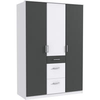 KLEIDERSCHRANK Click in Weiß mit Grafit - Drehtürenschrank 135 cm Breite ohne Spiegel - Weiß, Holzwerkstoff (135/199/58cm)