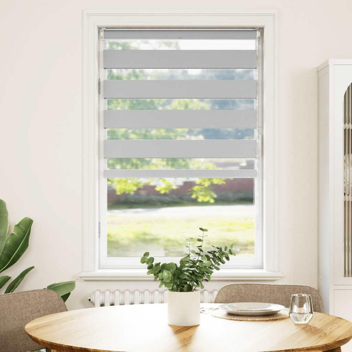 DOPPELROLLO 85/150 cm Stoffbreite 80,9 cm aus Polyester Hellgrau - Hellgrau, Textil (85/150cm) - vidaXL