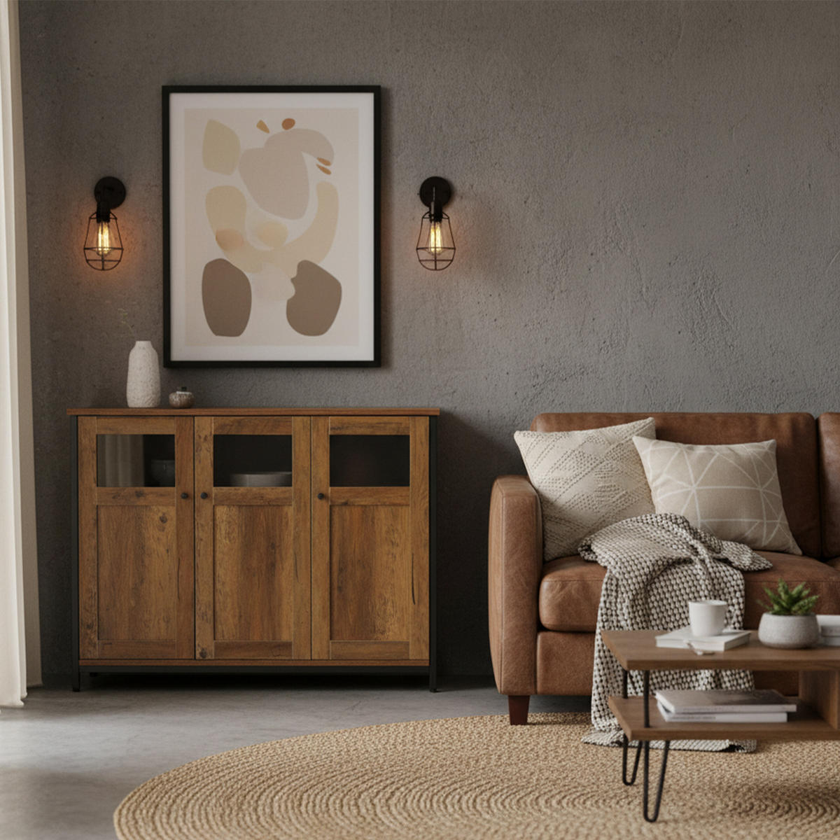 KUCHYNSKÝ regál - hnedá/čierna, kov/kompozitné drevo (100/75/35cm) - Relaxdays