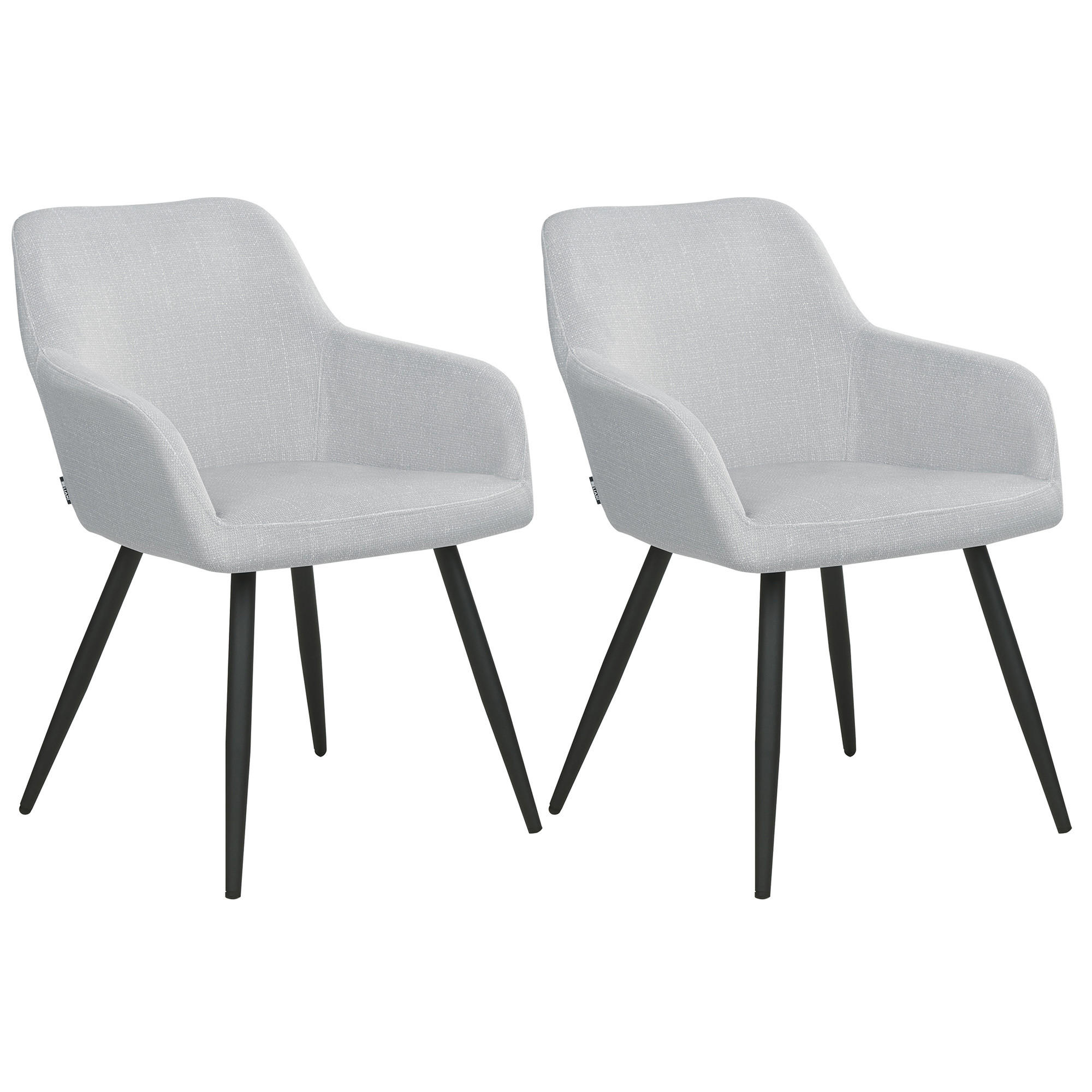 JÍDELNÍ ŽIDLE sada 2 ks Samet světle šedá Casmalia - šedá, textil (60/80/66cm) - Beliani