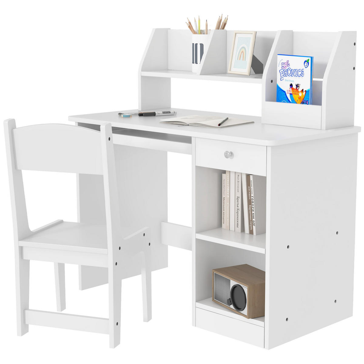 SCHREIBTISCH-SET DE-17508 Weiß - Weiß, Holzwerkstoff (90/90/45cm) - ComfortXL