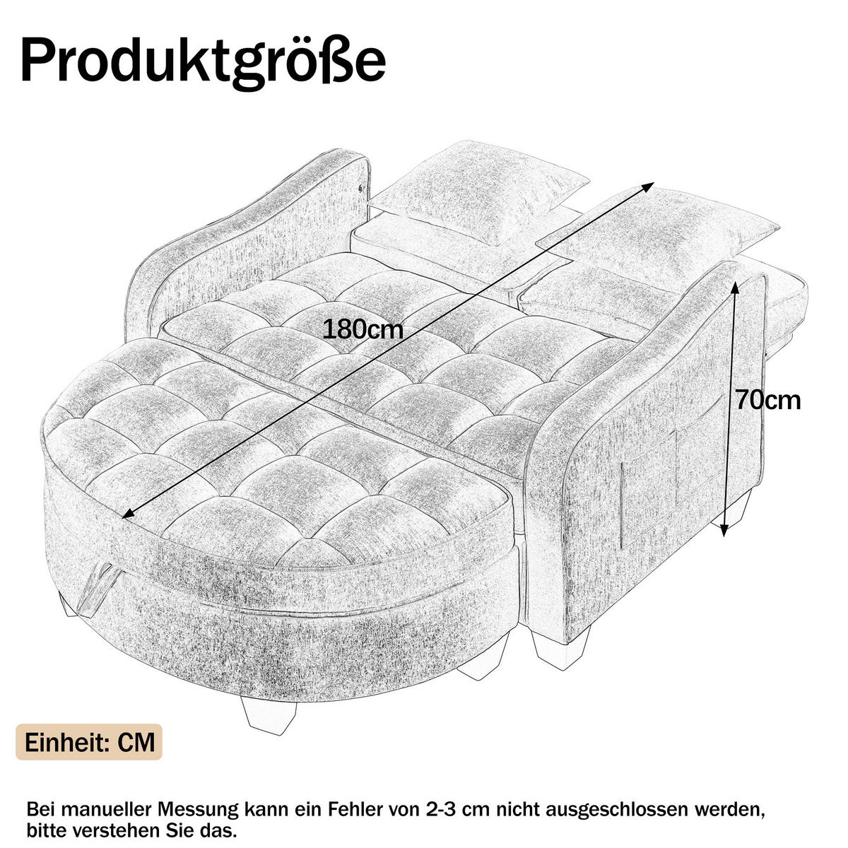 SCHLAFSOFA 2-in-1 mit Hocker und Stauraum, Braun - Braun, Holz (132/93/129cm)