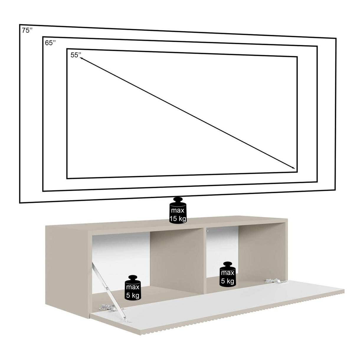 TV-LOWBOARD Veldio hängend Greige 100 cm - Taupe, Holzwerkstoff (100.8/28.5/31.6cm) - Selsey