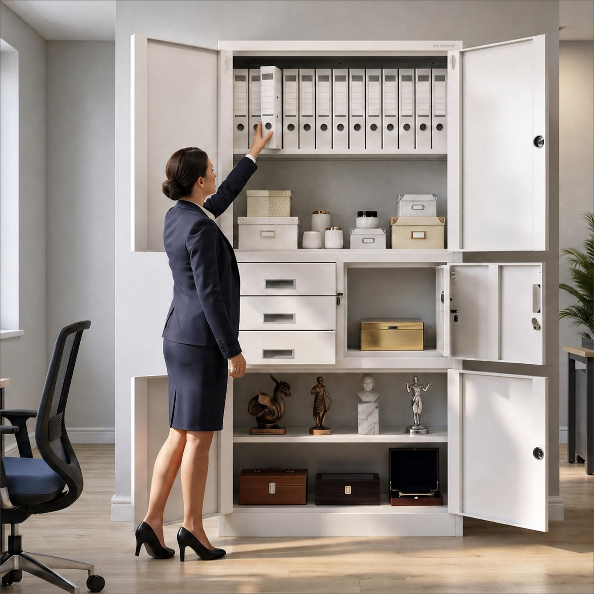 AKTENSCHRANK FILIP II 185x90x40 cm - Weiß, Metall (90/185/40cm) - Jan Nowak