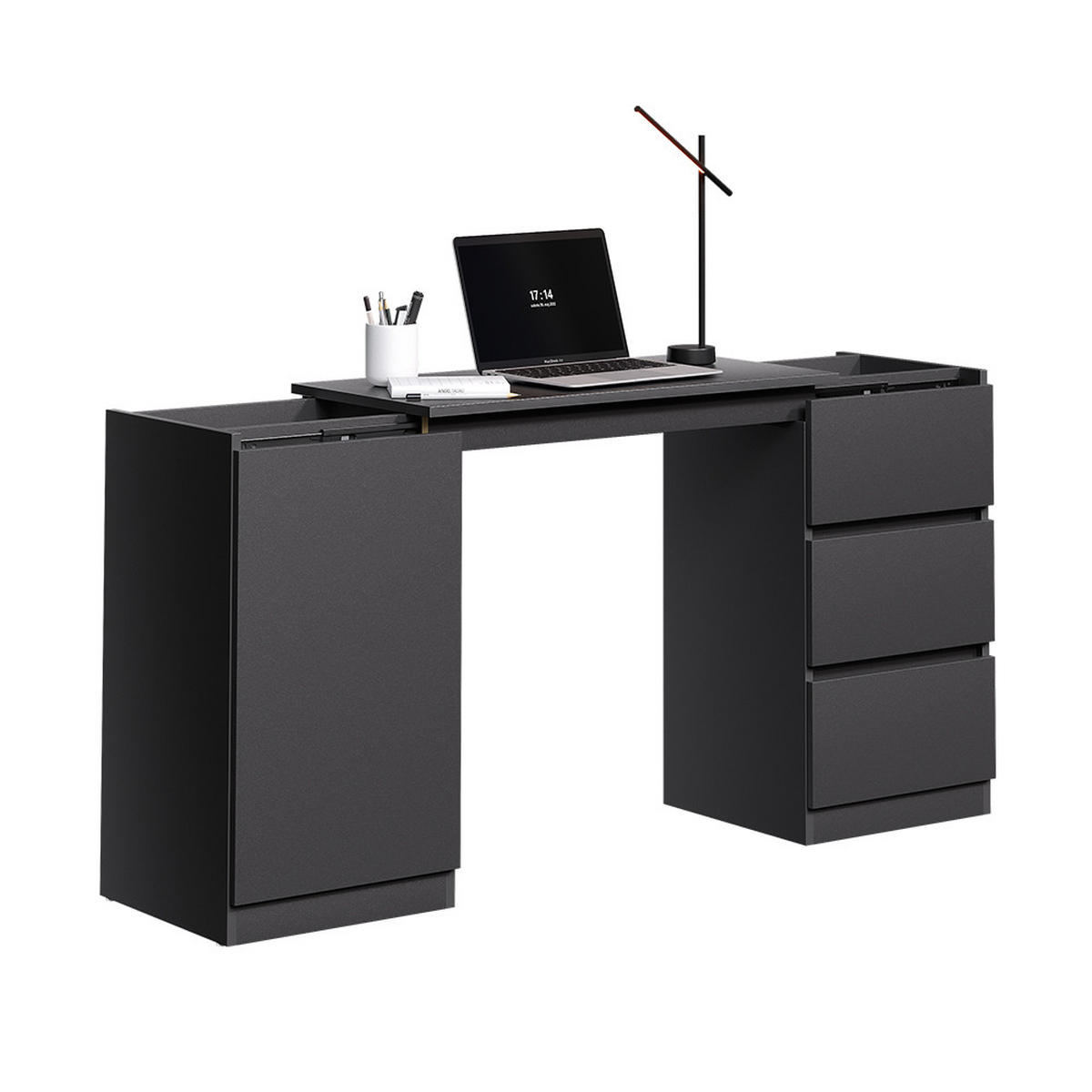 KOMMODE MIT SCHREIBTISCHFUNKTION Varino, Schwarz, 80 x 75.5 cm ausziehbar - Schwarz, Holzwerkstoff (80/75.5/40cm) - Vicco